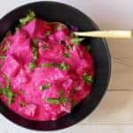 beet raita in a bowl