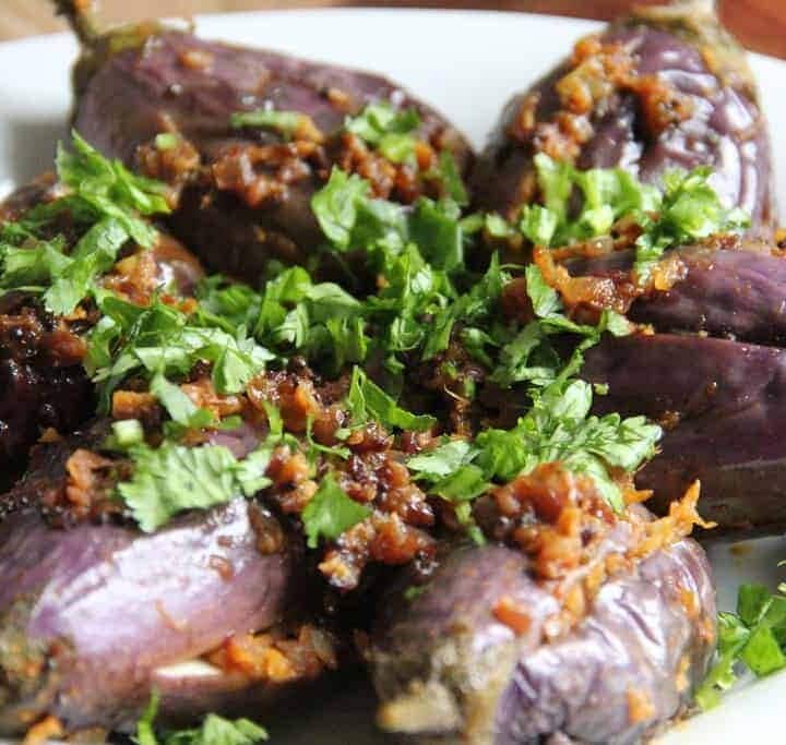 Stuffed baby eggplant