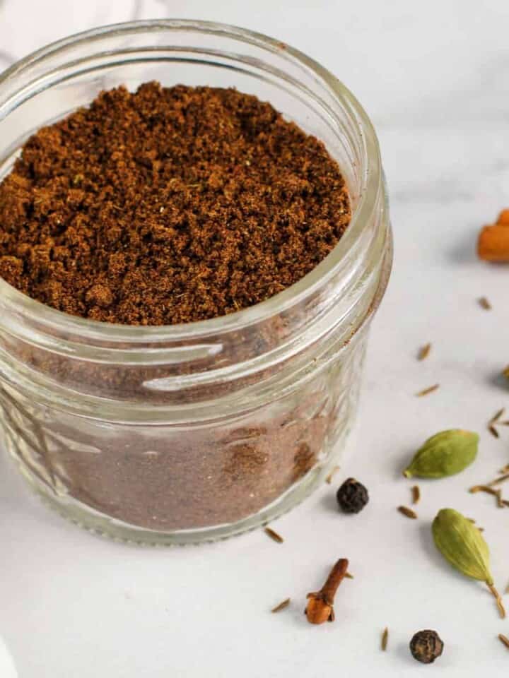garam masala in a glass jar