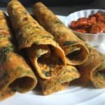 Rolled Methi Thepla with Pickle