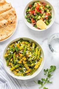 Tindora Sabzi served with Rotis and cucumber salad