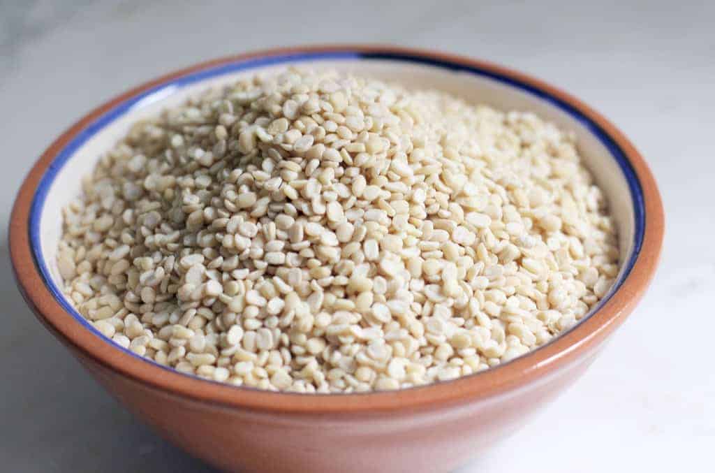 white lentils, urad daal in a bowl