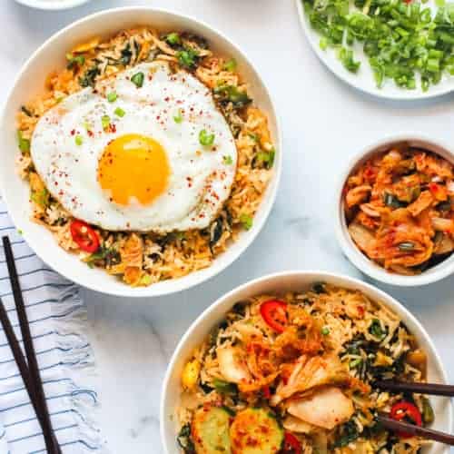 Kimchi fried rice served with sunny side egg