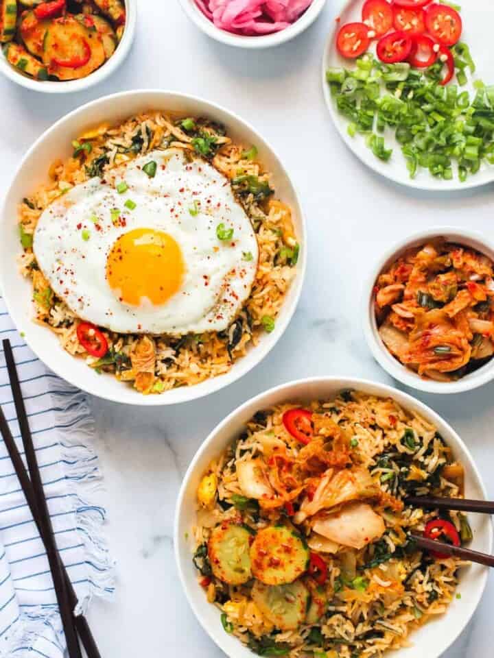 Kimchi fried rice served with sunny side egg