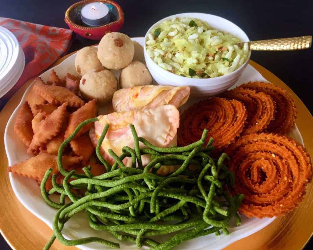 diwali celebrations - Platter with Diwali Snacks