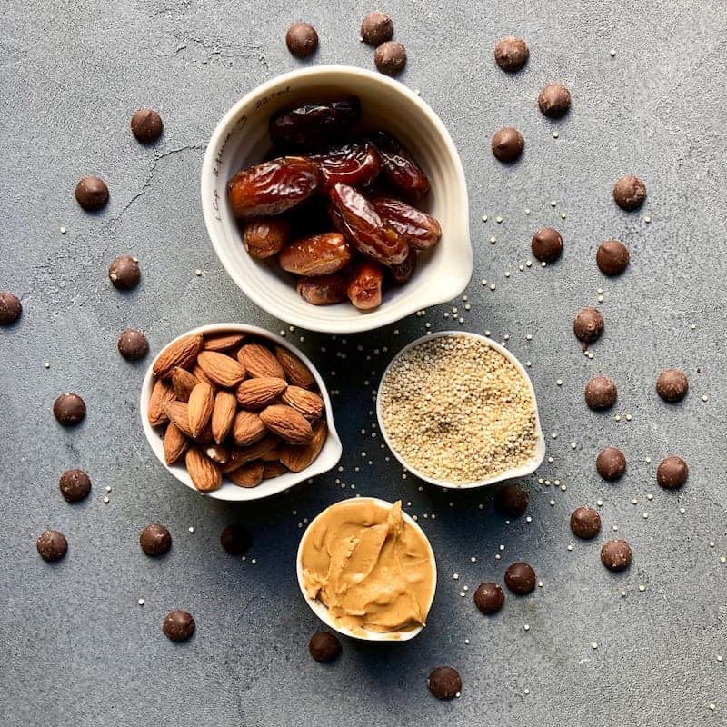Ingredients for Quinoa Almond Date protein balls  