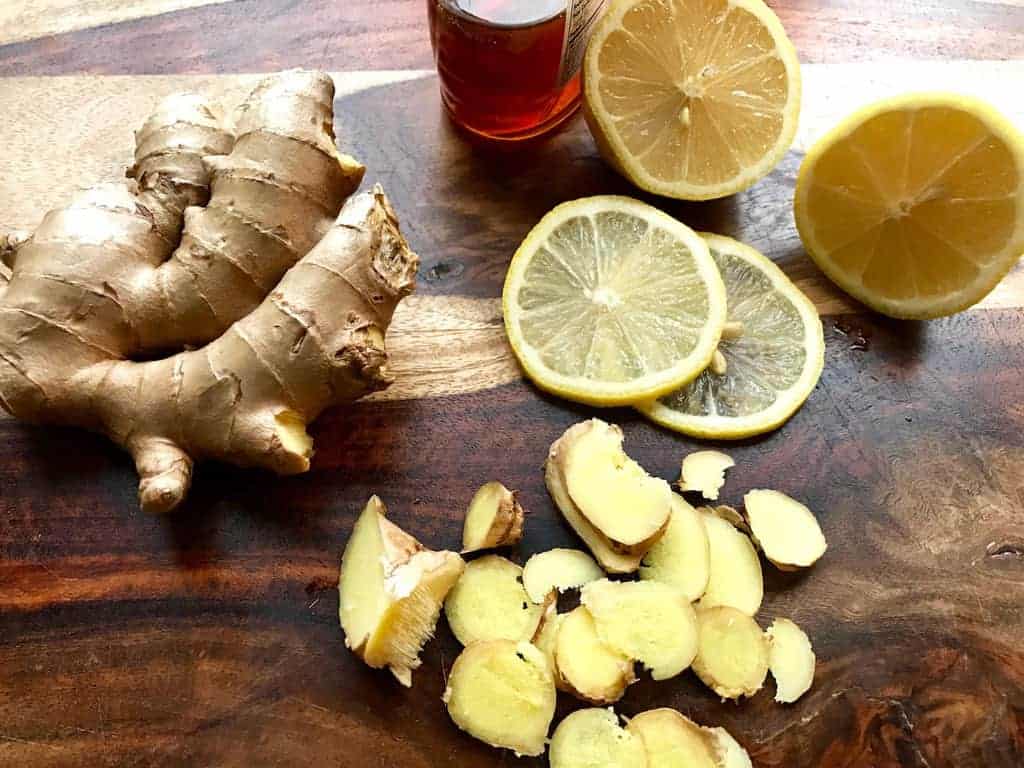 Ingredients for lemon ginger chai 