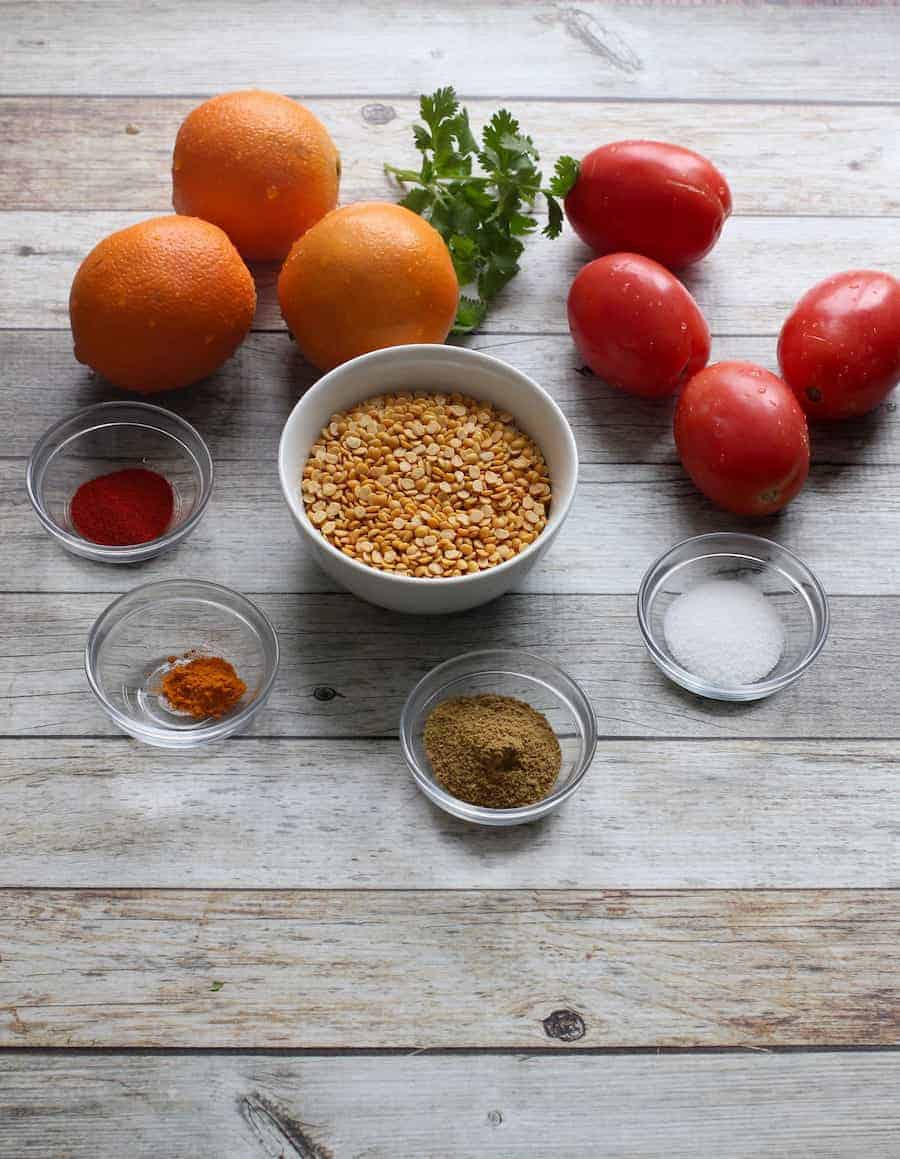 ingredients to make lentil soup 