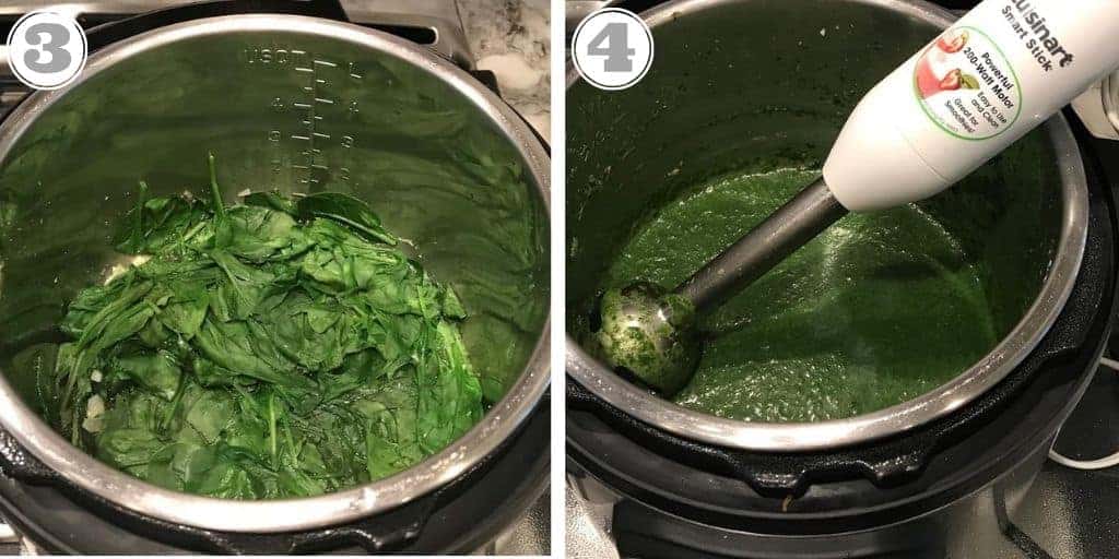 steps three and four to make palak paneer in the Instant Pot 