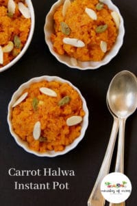 carrot halwa served in 3 bowls