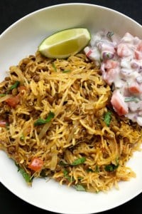 sprouted lentils khichdi with raita