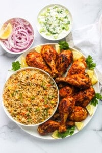 Tandoori Chicken served with vegetable pulao