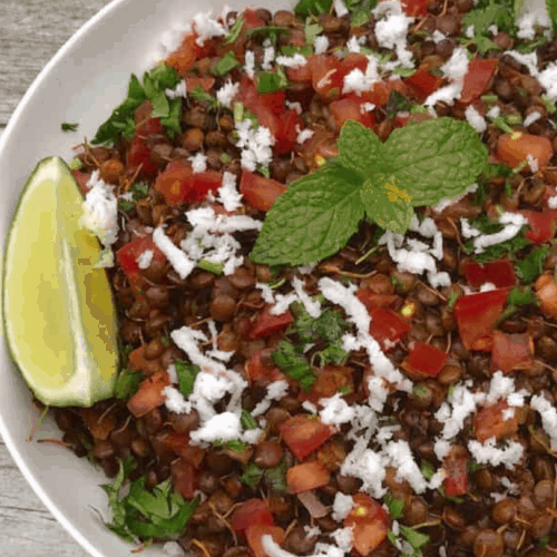 sprouted lentils bowl