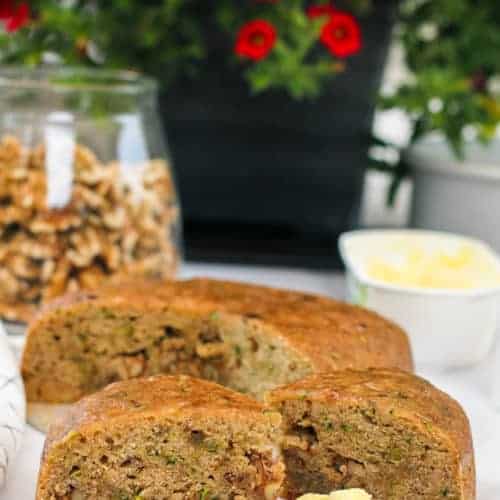 zucchini bread slices with butter