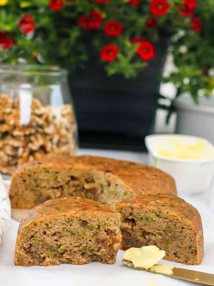 zucchini bread slices with butter