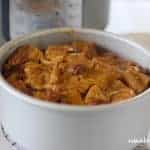pumpkin bread pudding in a cake pan