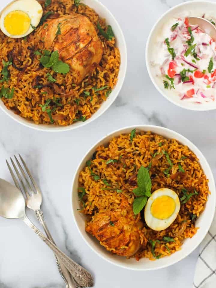 brown rice chicken biryani
