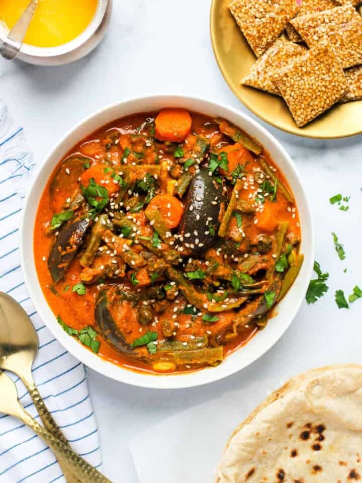 Bhogichi Bhaji in a white bowl