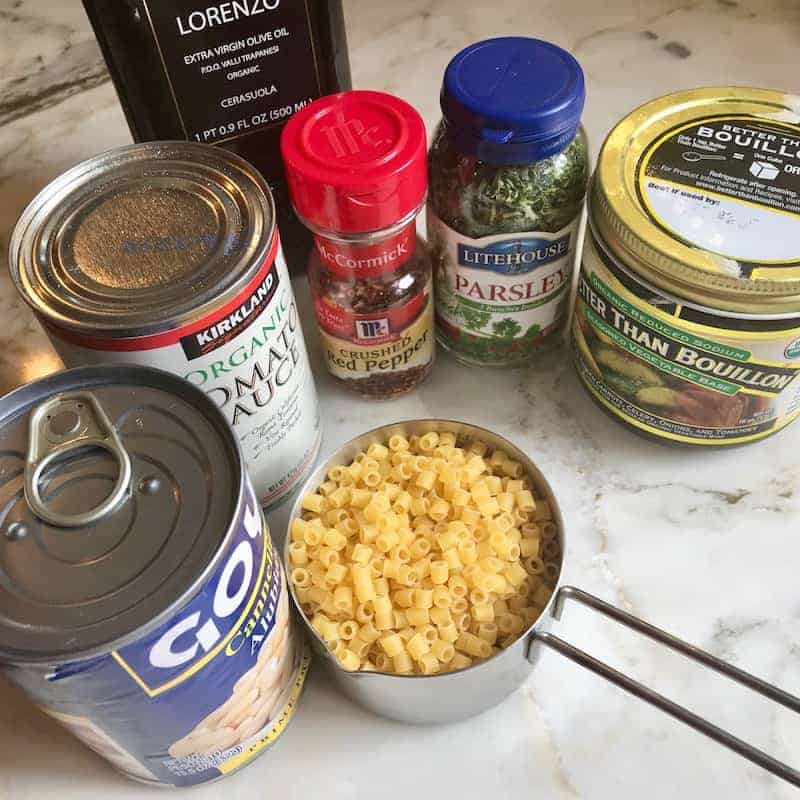 ingredients for Pasta e Fagioli 