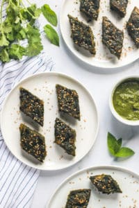 Spicy Cilantro Cakes in a black bowl