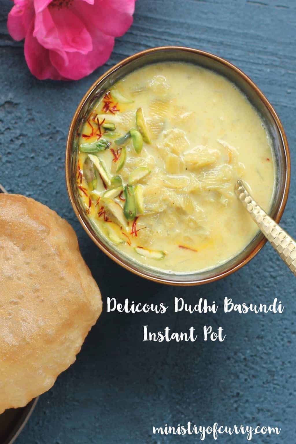 Dudhi Basundi served in a bowl 
