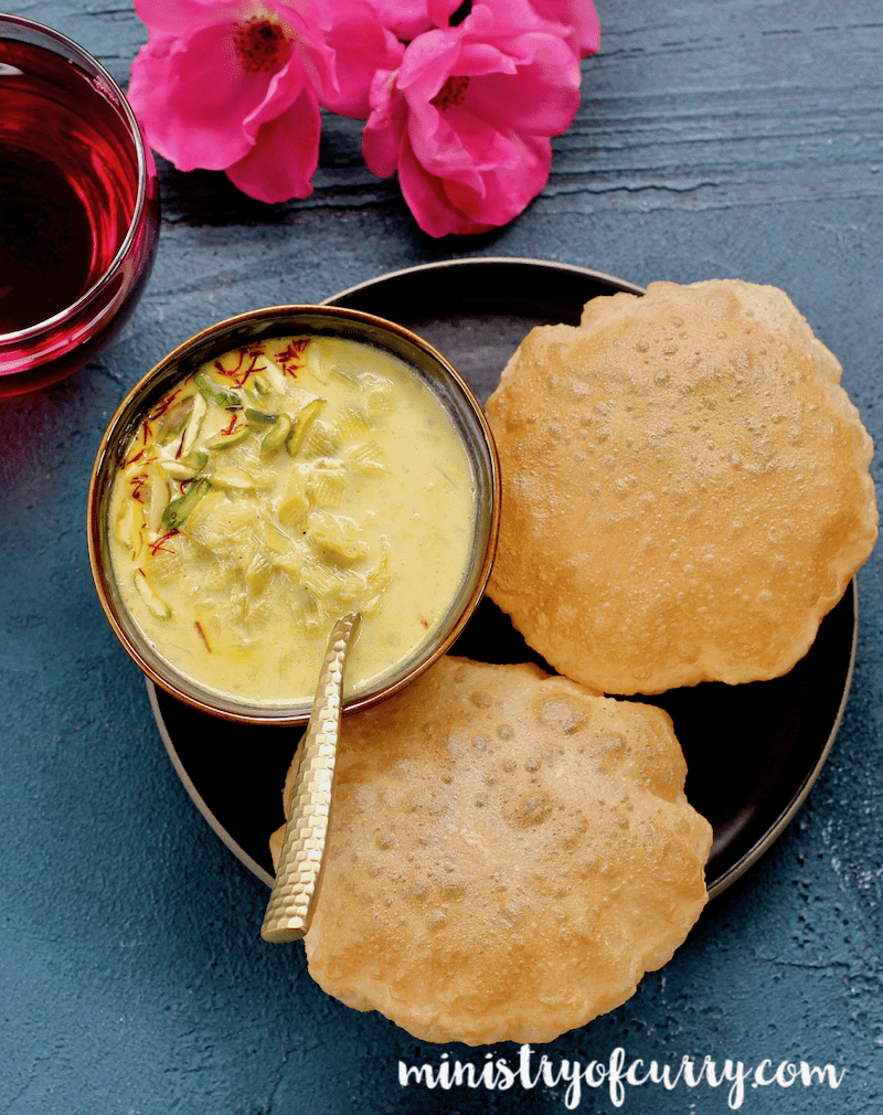 Dudhi Basundi served with puri 