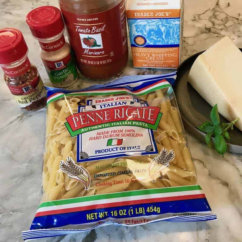 Ingredients for Pasta with Tomato Cream Sauce