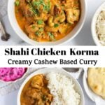 pinetrest pin photo collage for Shahi Chicken korma