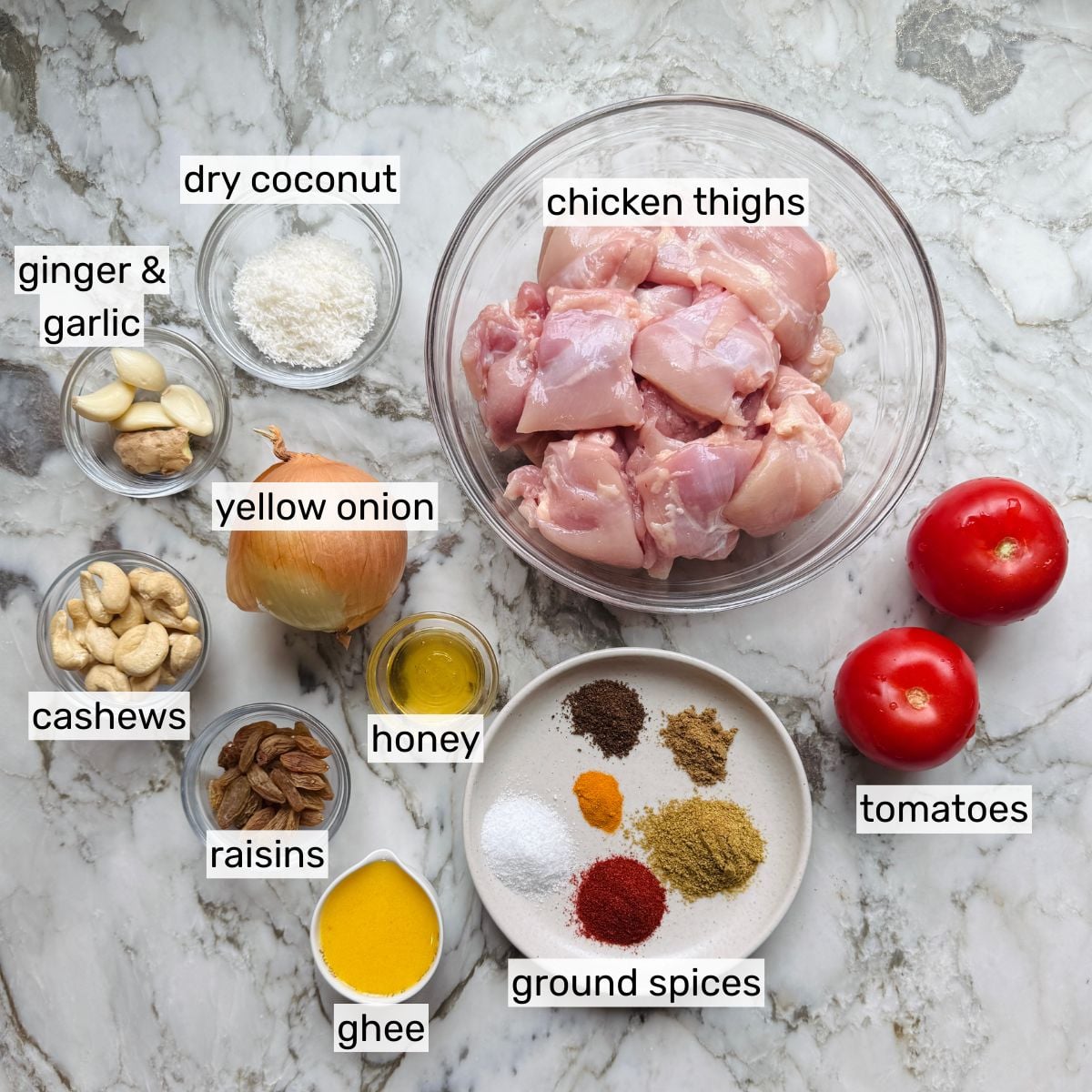 ingredients for shahi chicken korma