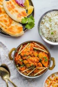 chicken Karahi with rice and naan