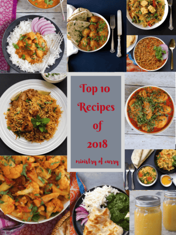 Collage with photos of the 10 recipes from 2018