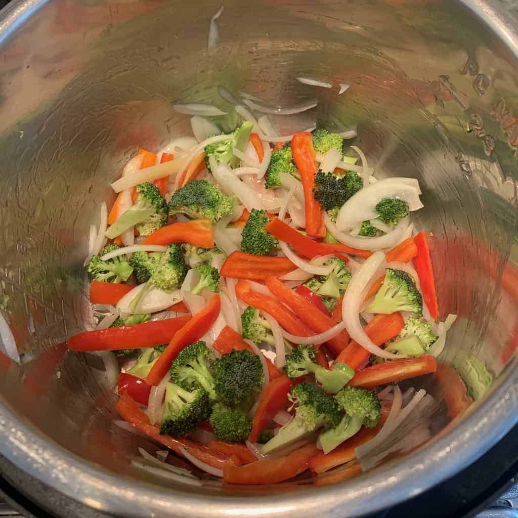 sauteed veggies in the Instant Pot