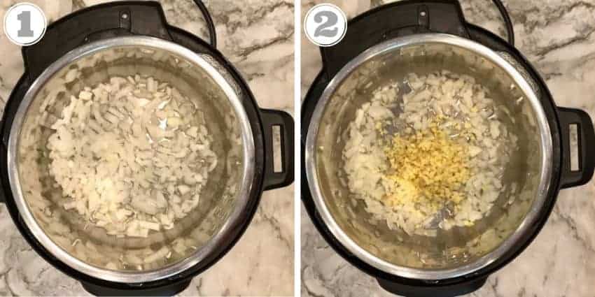 sauteing onions, ginger and garlic in Instant Pot