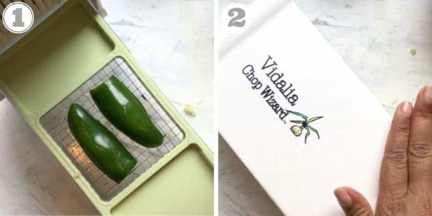 steps 1 to 2 showing dicing jalapeno using vidalia chop wizard 
