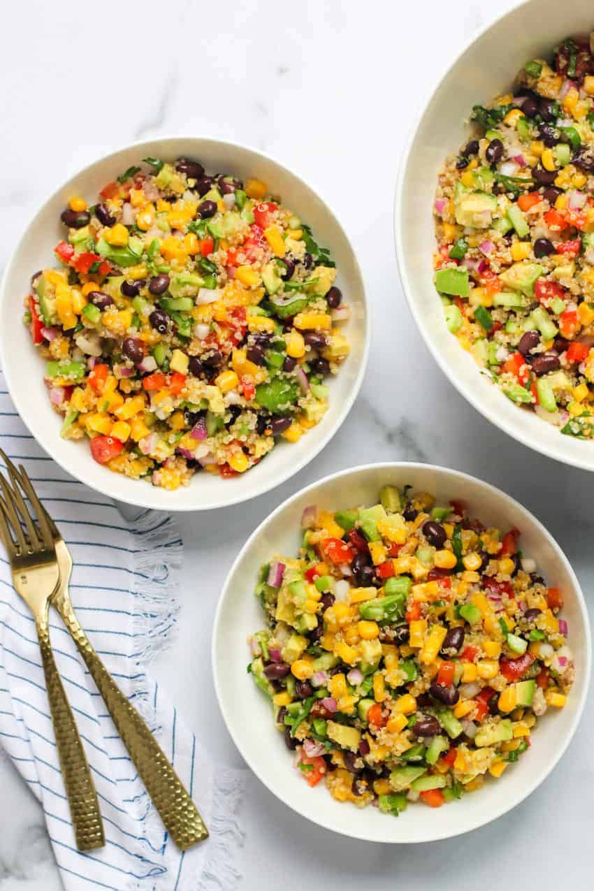 3 bowls of quinoa salad 