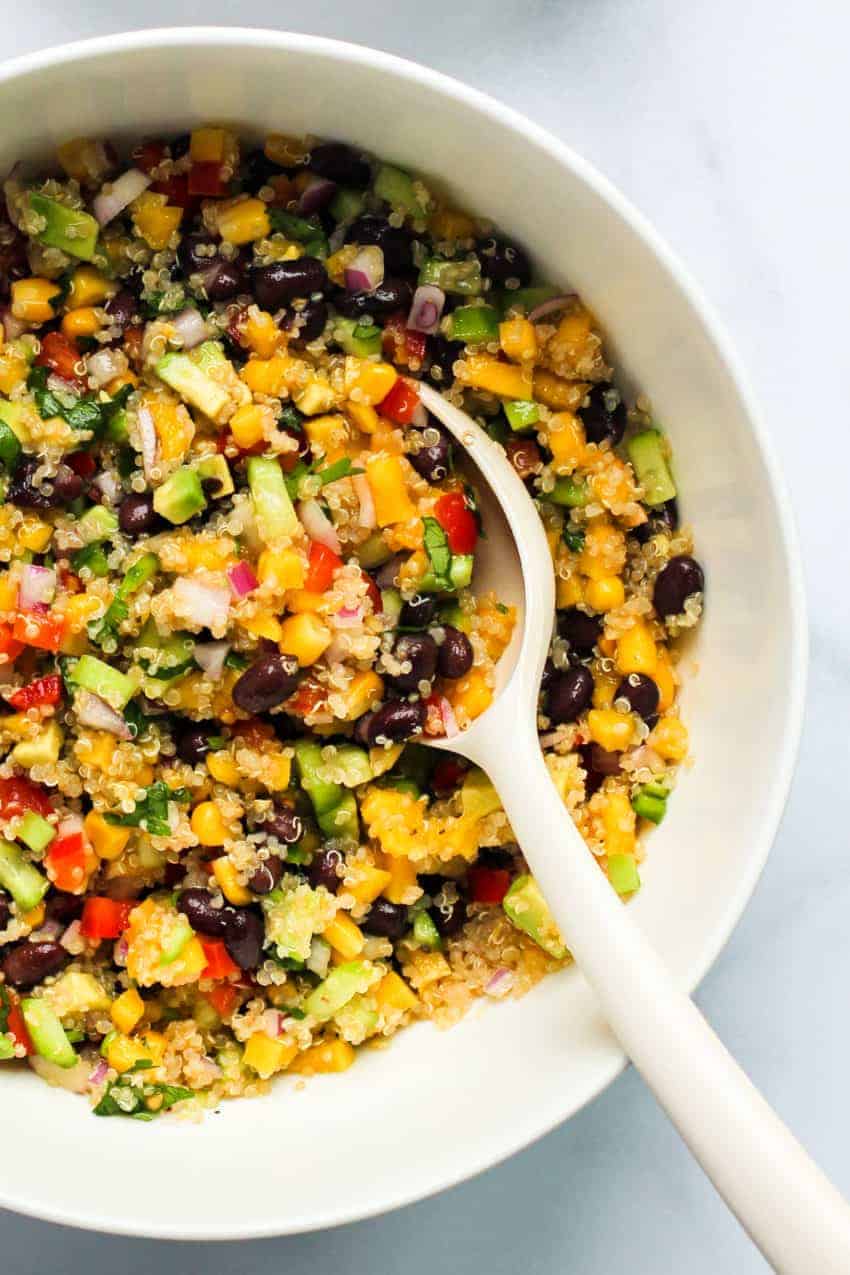 white bowl with quinoa salad 