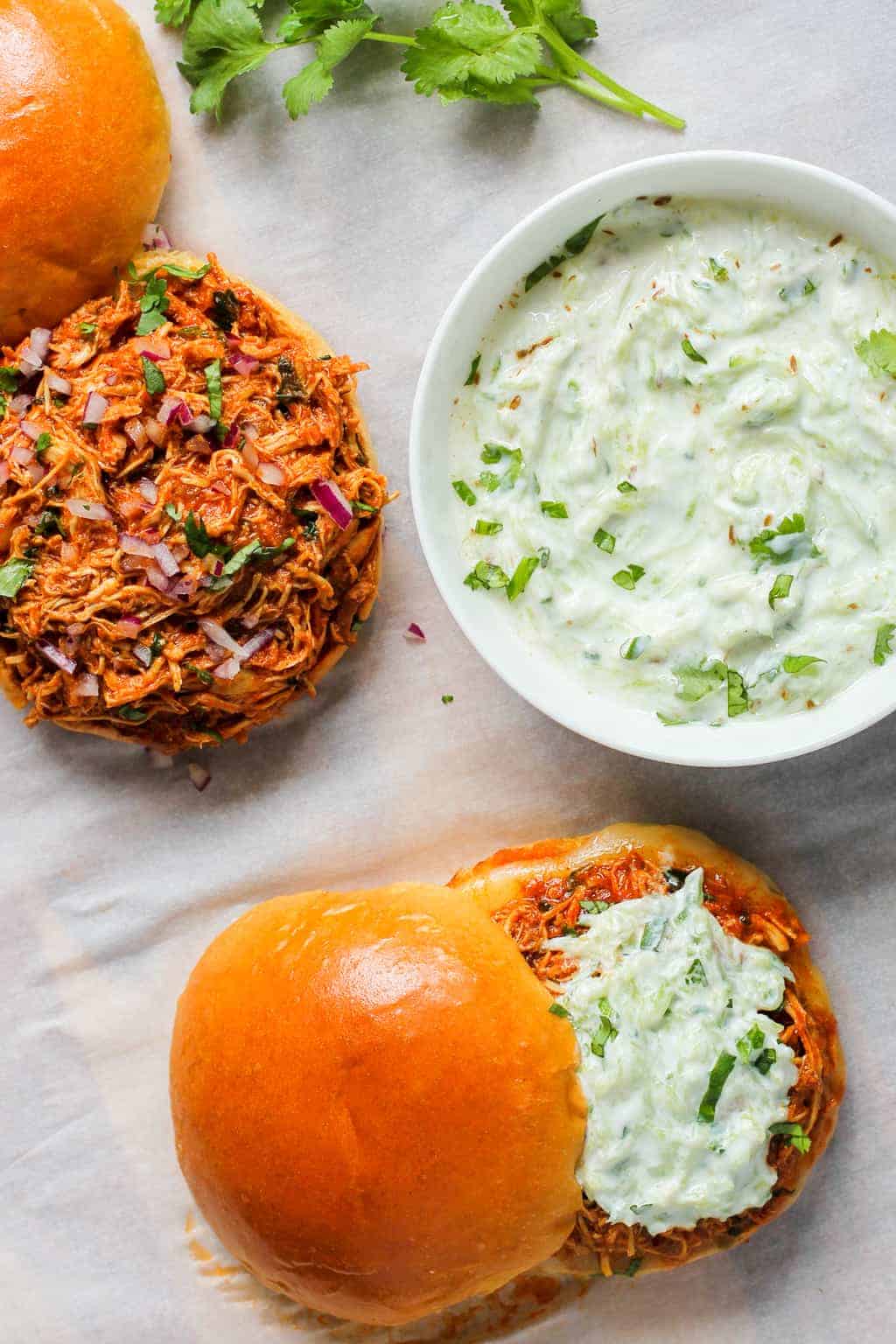 Pulled Butter Chicken Sandwiches