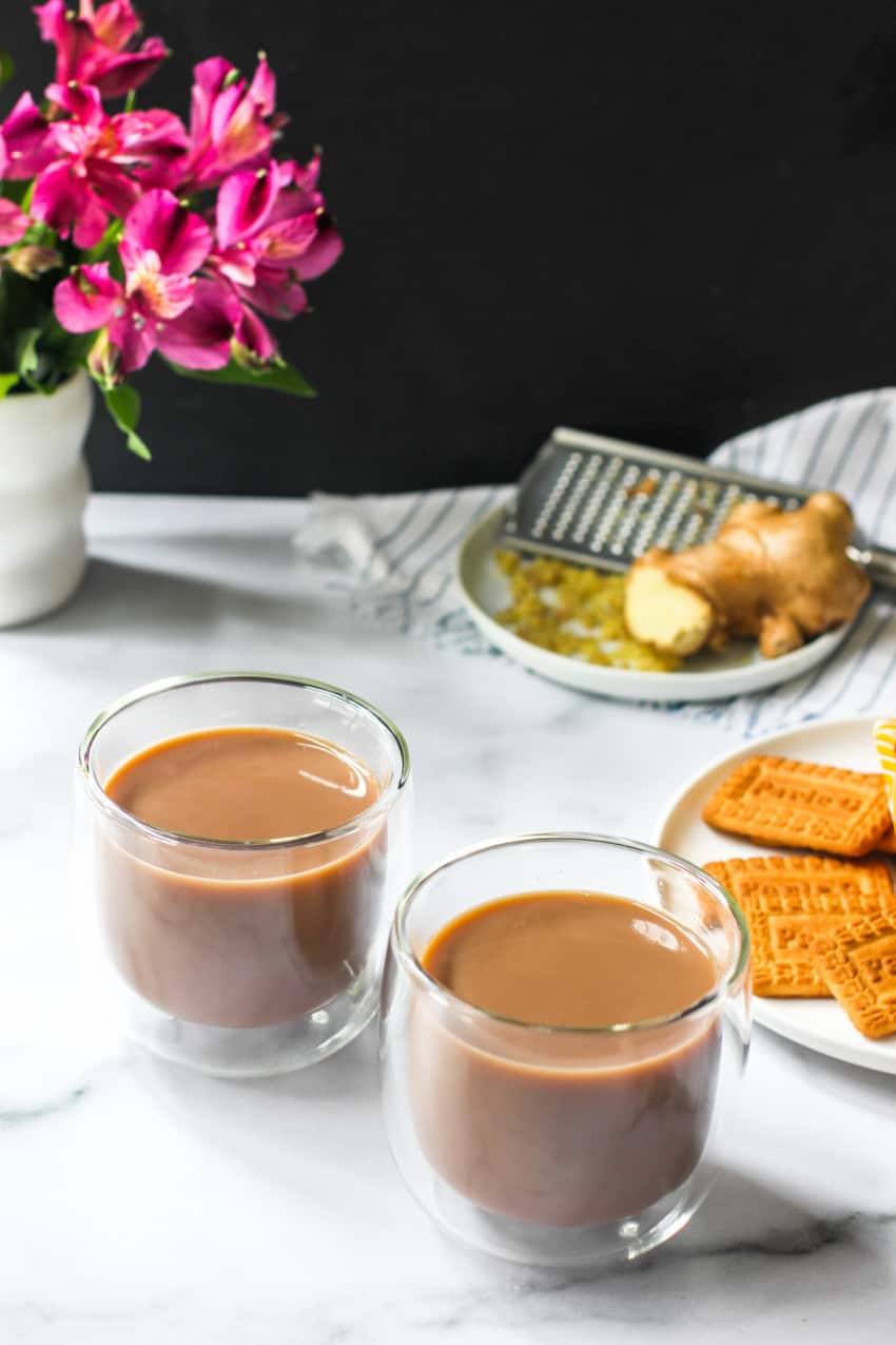 ginger tea with biscuits  