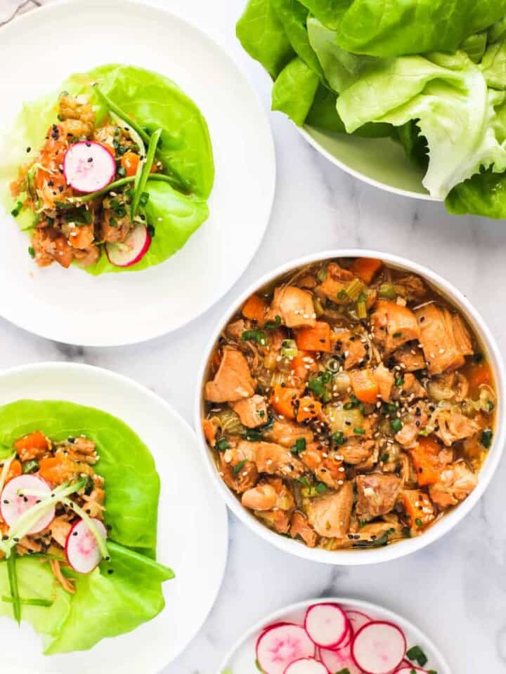 sweet and tangy asian chicken lettuce wraps