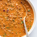 Dal makhani served in a white bowl