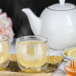Lemon ginger tea served with honey