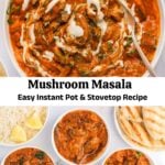 pinterest photo collage pin for mushroom masala