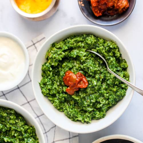 Palak Khichdi served with pickle