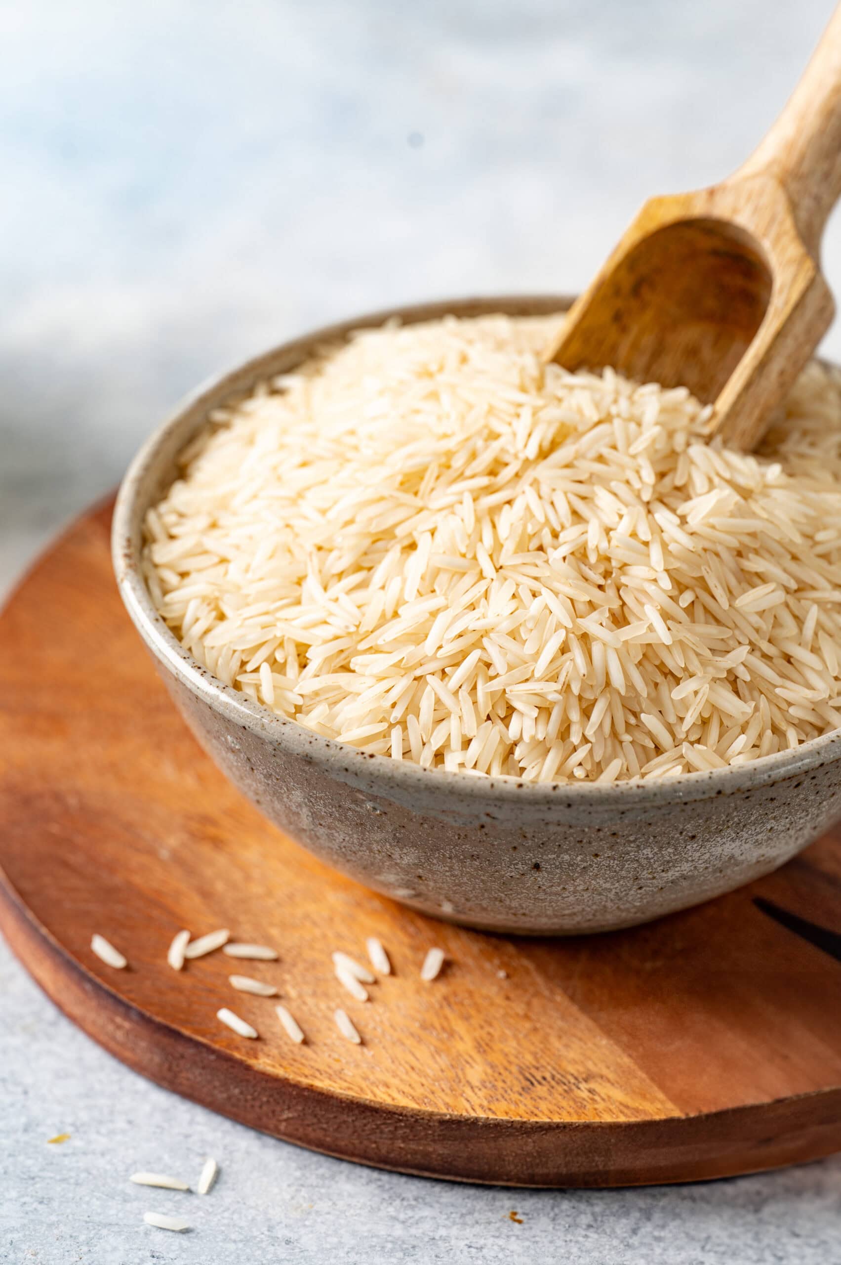 raw basmati rice in a bowl.