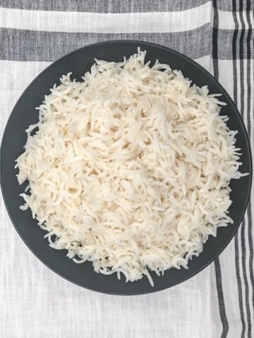 Basmati rice in a black bowl