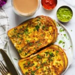 savory french toast served with chai