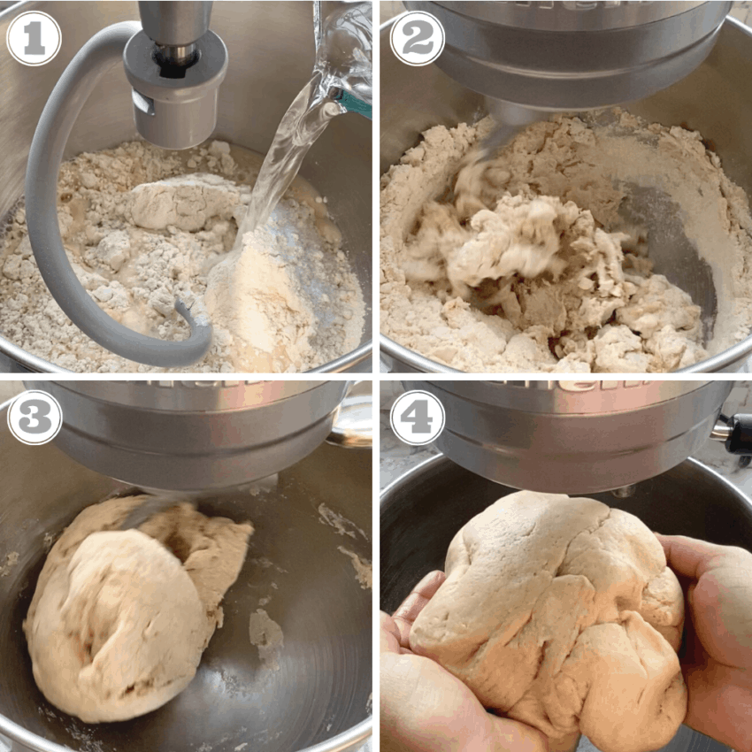 photos 1 through four showing how to make roti dough 