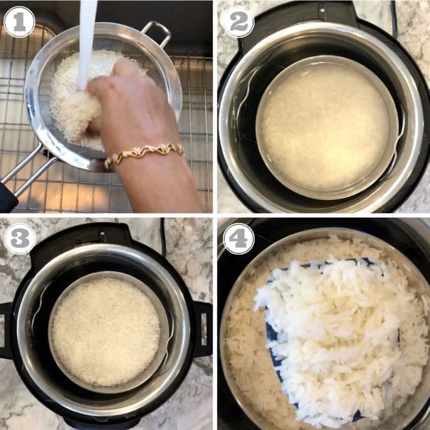 cooking jasmine rice in the instant pot using pot in pot method