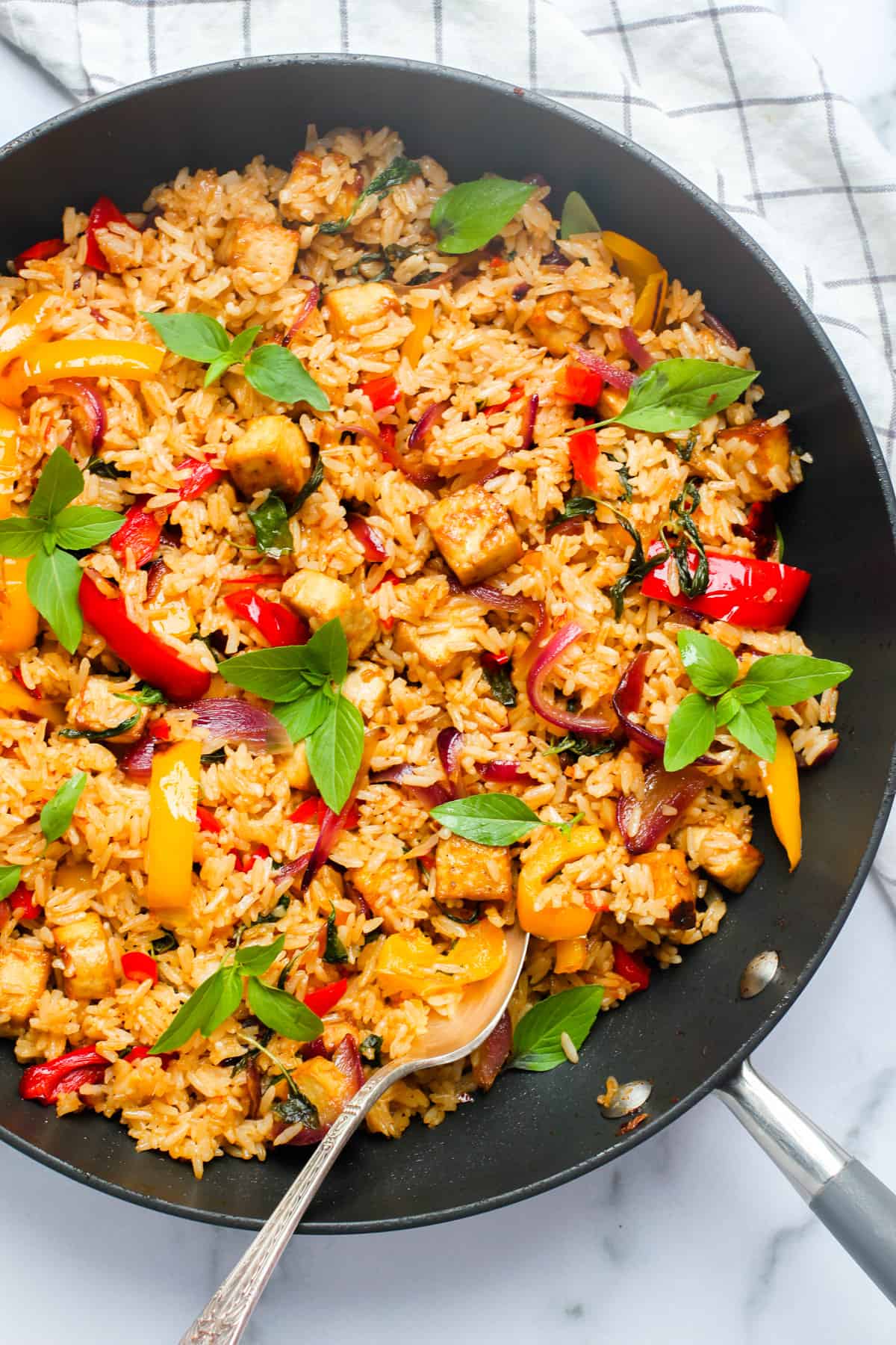 fried rice in a wok