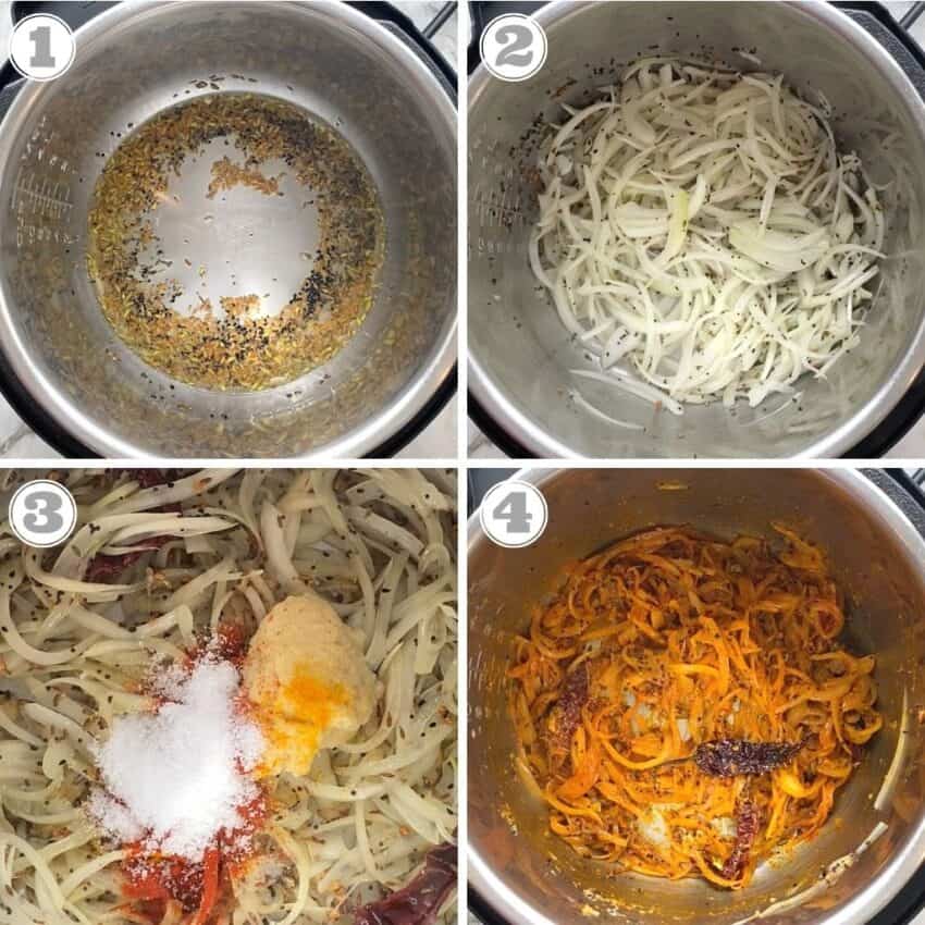 Frying spices and onions in the Instant Pot 